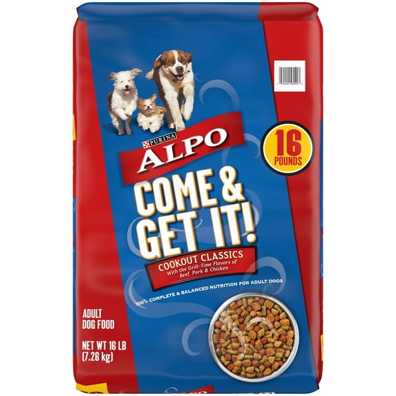 Purina ALPO Come & Get It Beef Pork & Chicken Dry Dog Food, 16 lb Bag