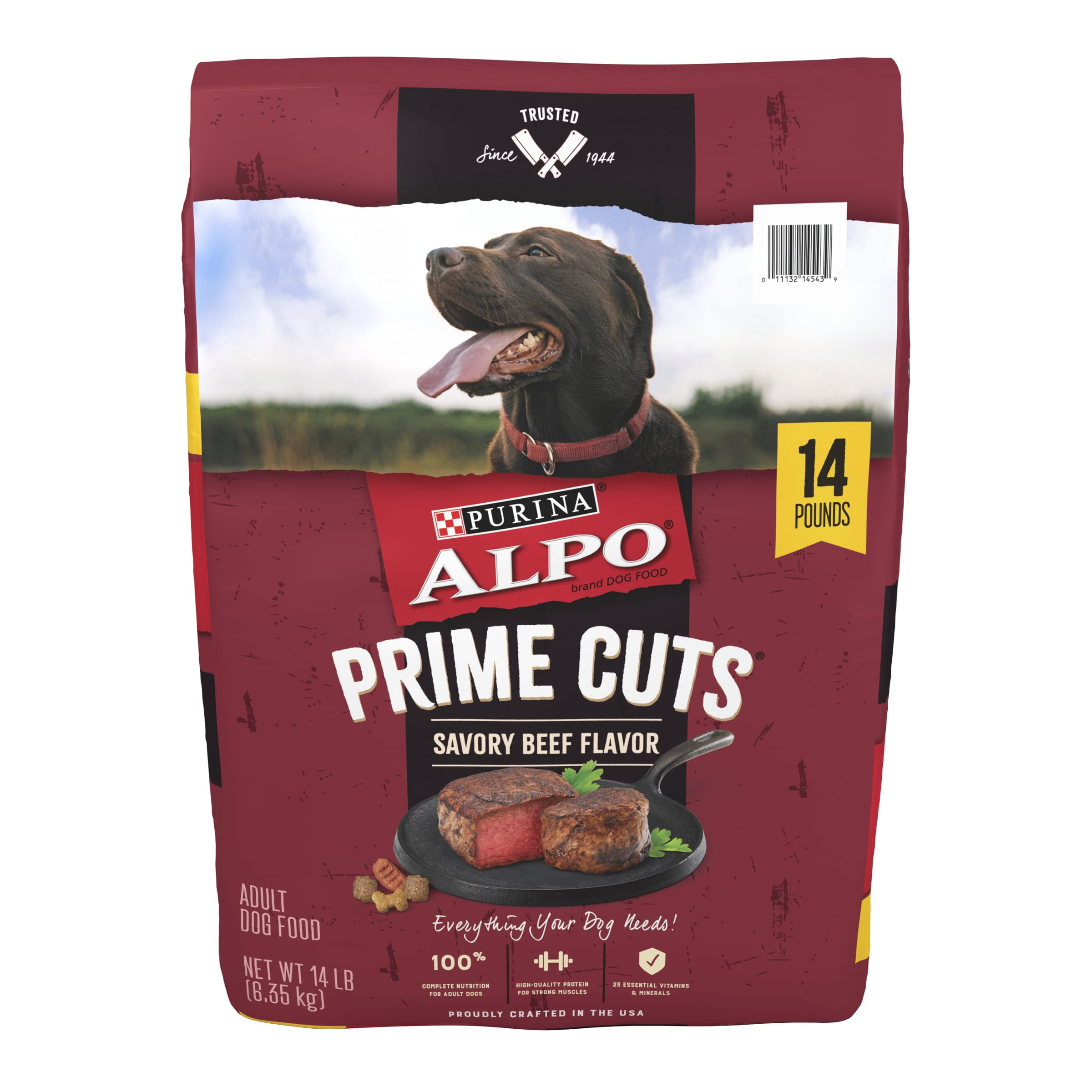 Lot of 2) NEW Purina Alpo Prime Cuts Savory Beef Flavor Adult Dog Food 1 Lb  Box