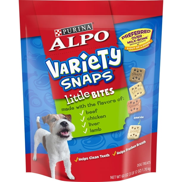 Purina ALPO Variety Snaps Beef Chicken Liver & Lamb Crunchy Treats for