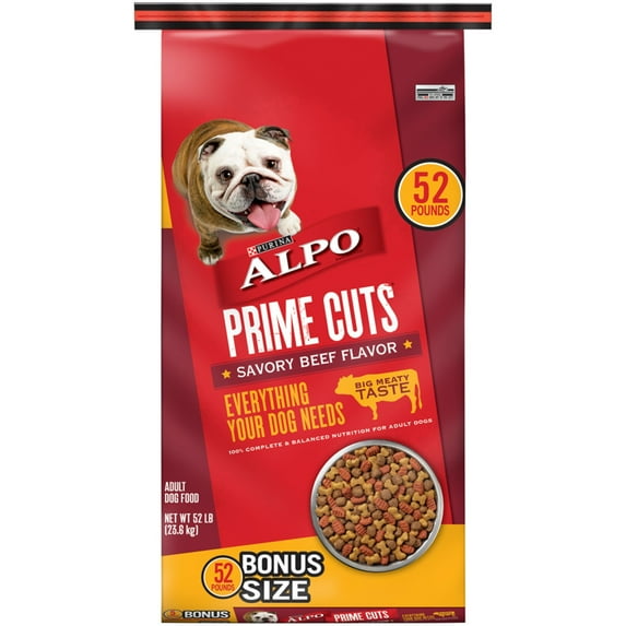 Purina Alpo Prime Cuts Savory Beef Flavor Dry Dog Food, 52 Lb.