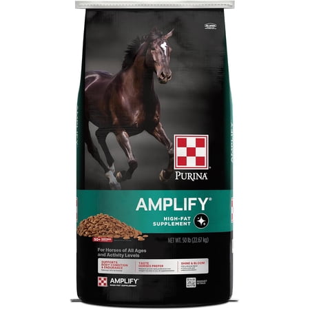 Purina, Amplify Equine, High-Fat Horse Supplement for Maintenance, Breeding, & Performance Horses, 50 lbs