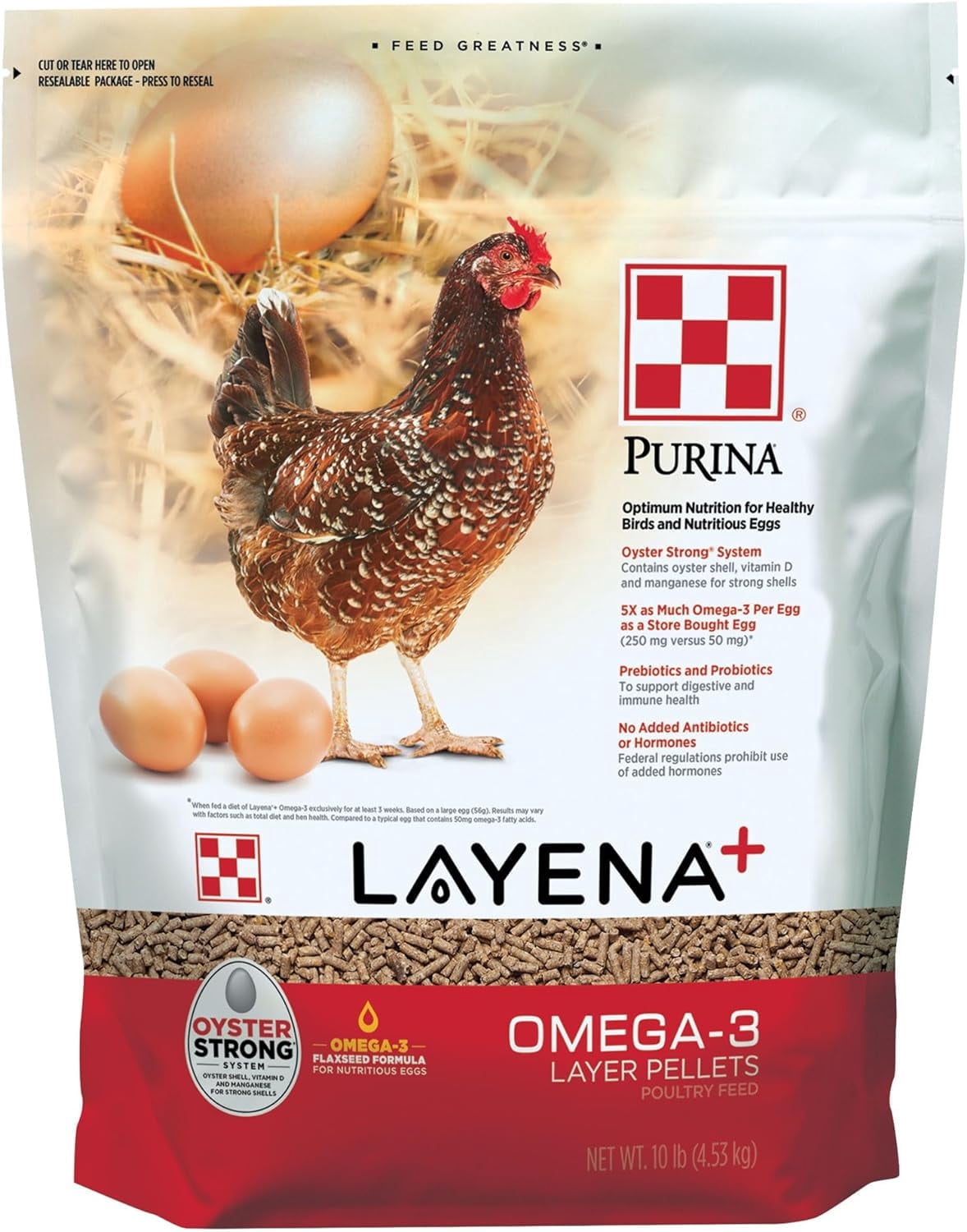 Purina Animal Nutrition (C)Layena+ Omega-3 Pellets 10LB(4)
