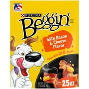 Purina Beggin' Strips Dog Treats with Real Bacon & Cheese Flavors Tender Chews, 25 oz Pouch