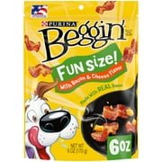 Purina Beggin' Dog Treats Fun Size for Small Dogs, Bacon & Cheese, Dog Chew Snacks, 6 oz Pouch