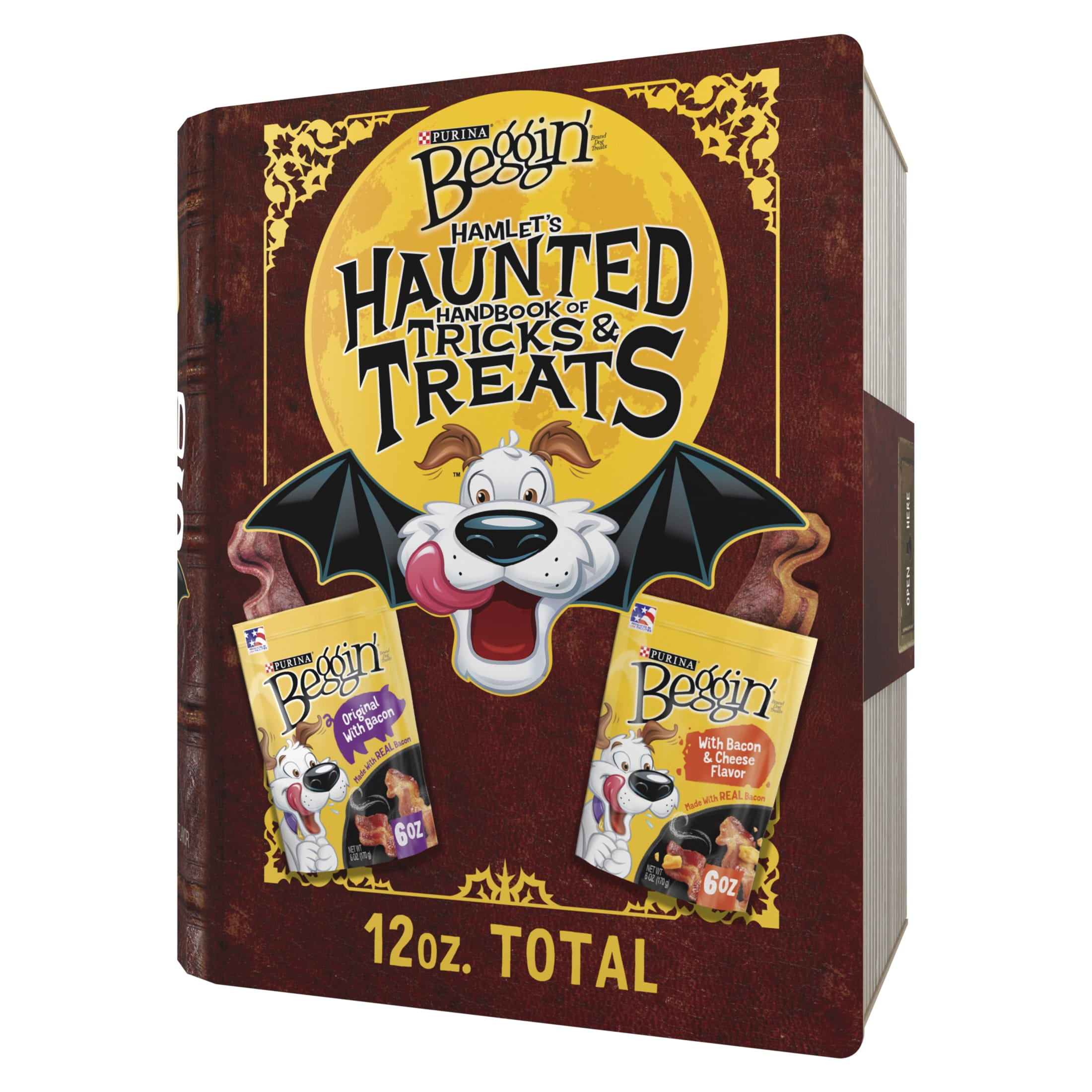 Purina Beggin’ Dog Treats, Haunted Tricks & Treats, Original with Bacon, Bacon & Cheese Halloween Chews, 12 oz Pouch (2 Pack)