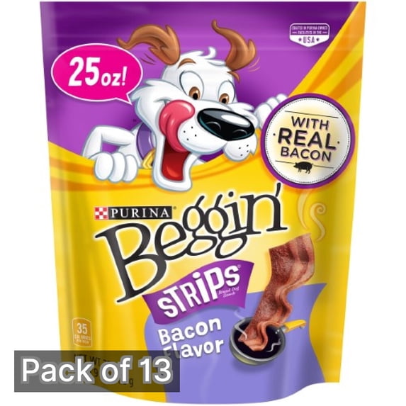 Purina Beggin Strips Bacon, 25 oz Pouch (Pack of 13)