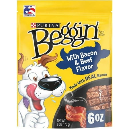 Purina Beggin' Strips - Bacon & Beef Flavor 6 oz Pack of 4