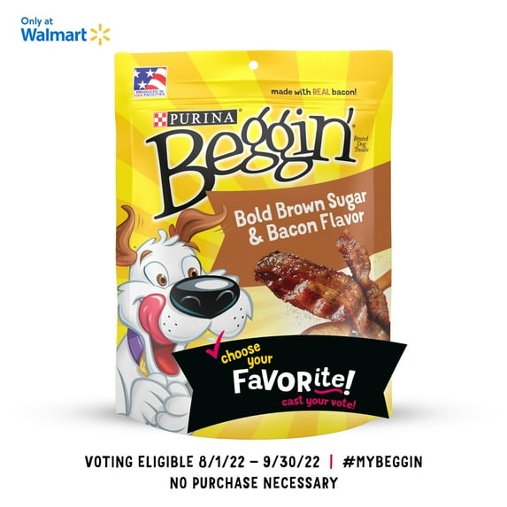 Purina Beggin' Strips Dog Treats Bold Brown Sugar Flavor Dog Chews Snacks, 6 oz Pouch