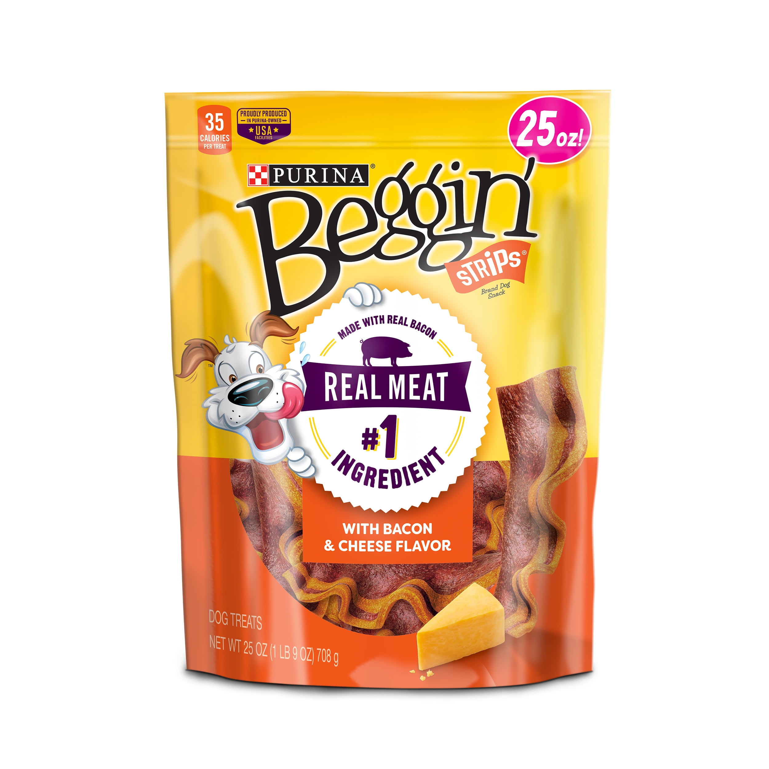 Purina Beggin Strips Dog Treats, Dog Training Treats, Bacon & Cheese Flavors 25 oz. Pouch