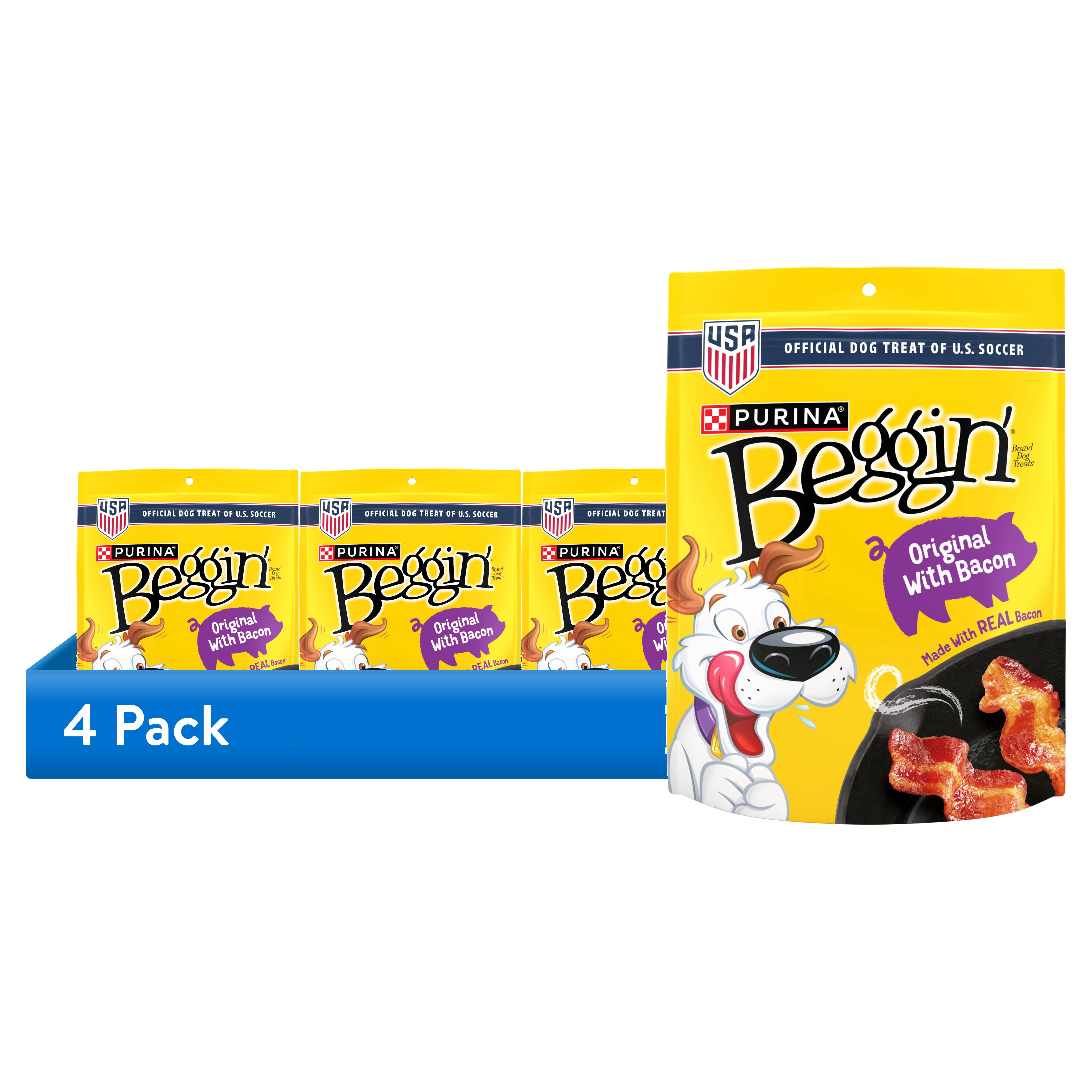 (4 pack) Purina Beggin' Strips Dog Treats, Original With Bacon Flavor, 25 oz.