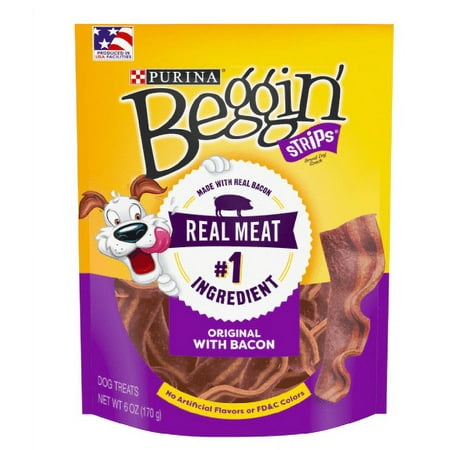 Purina Beggin' Strips Dog Treats Original with Bacon Flavor Dog Chews Snacks, 6 oz Pouch