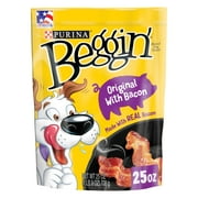 Purina Beggin' Strips Dog Treats Original with Real Bacon Flavor Tender Chews, 25 oz Pouch