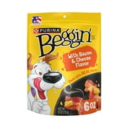 Purina Beggin' Strips Dog Treats with Real Bacon & Cheese Flavors Tender Chews, 6 oz Pouch