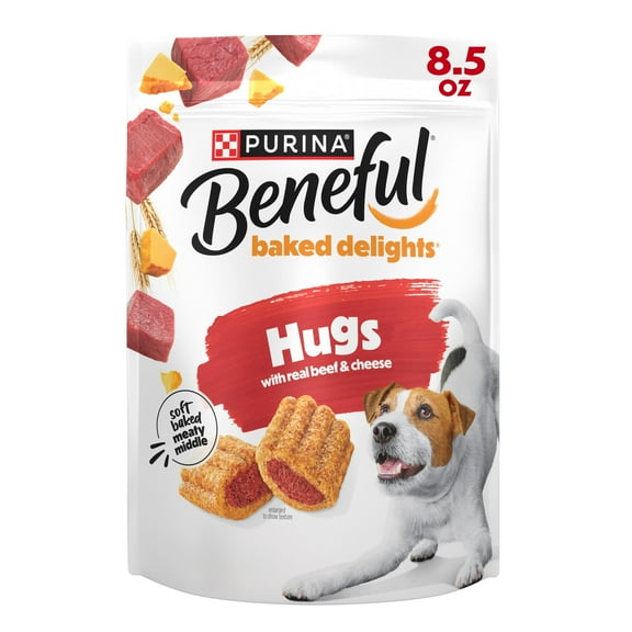 Purina Beneful Baked Delights Hugs with Real Beef and Cheese Oven Baked Dog Treats, 8.5 oz Pouch