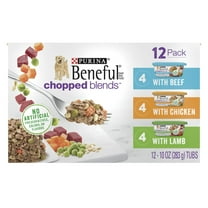 Purina Beneful Chopped Blends Wet Dog Food Real Soft Beef, Chicken & Lamb, 10 oz Tubs (12 Pack)