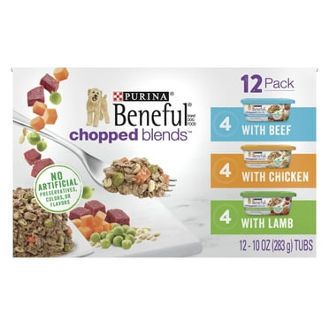 Purina Beneful Chopped Blends Wet Dog Food Real Soft Beef, Chicken & Lamb, 10 oz Tubs (12 Pack)