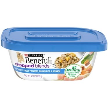 Purina Beneful Chopped Blends Wet Dog Food Soft Real Turkey, Rice & Veggies, 10 oz Tubs (8 Pack)