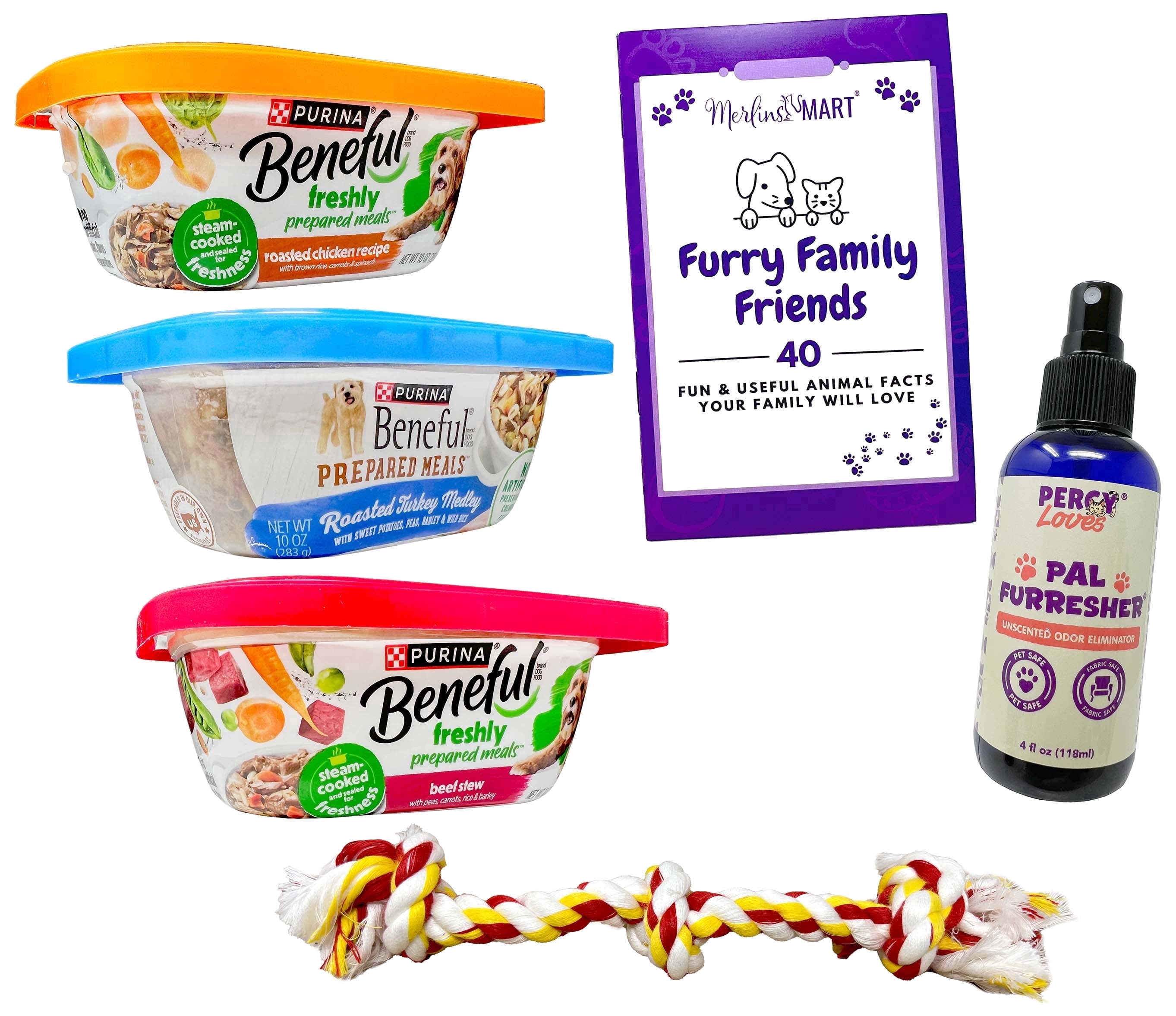 Purina Beneful Fresh Dog Food Variety Pack - 3 Flavors (1) Each - Roasted Chicken, Roasted Turkey, Beef Stew | MerlinsMart Zine - Rope Toy - Percyloves Pal Furresher