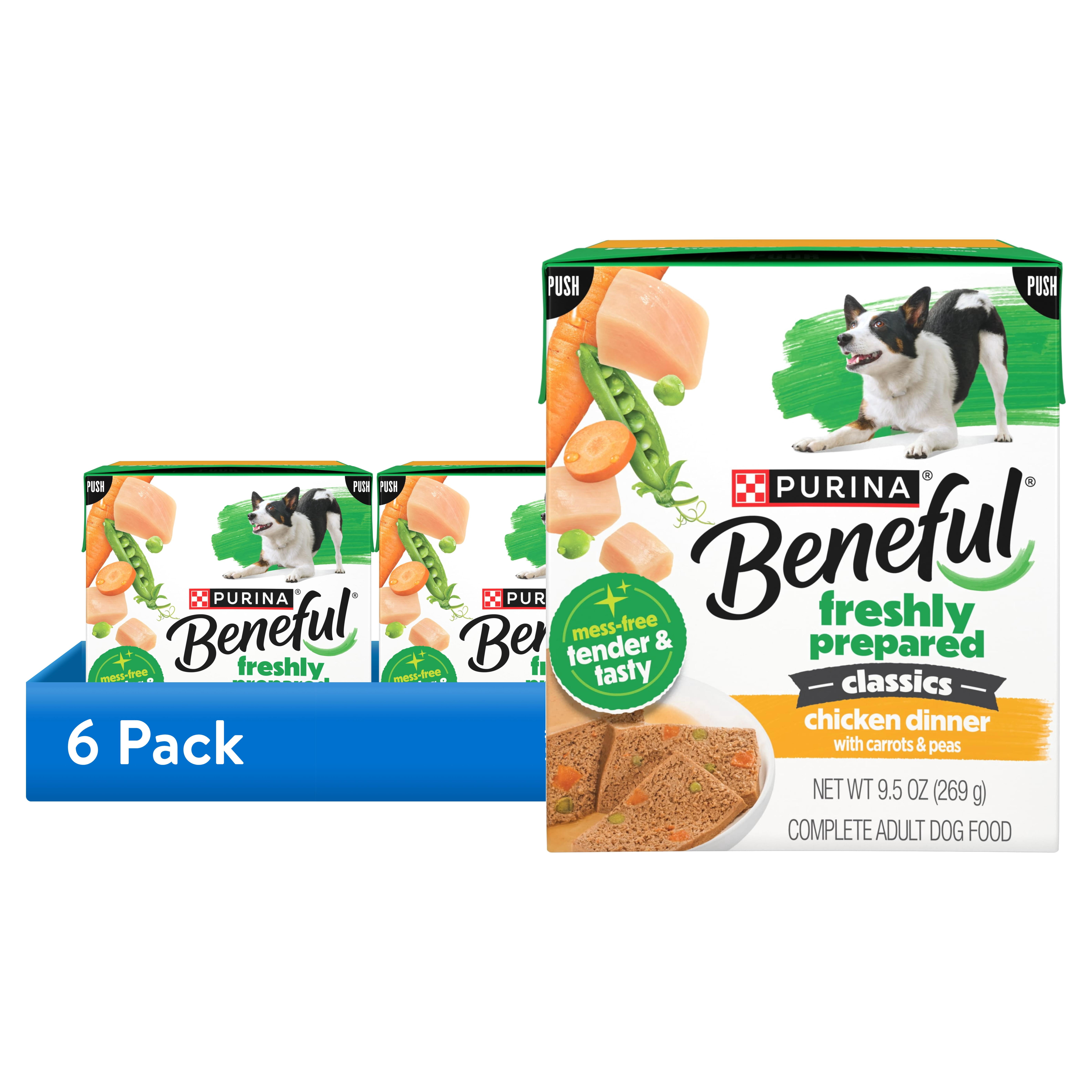 (6 pack) Purina Beneful Freshly Prepared Classics Chicken Dinner Wet Dog Food, 9.5 oz Carton