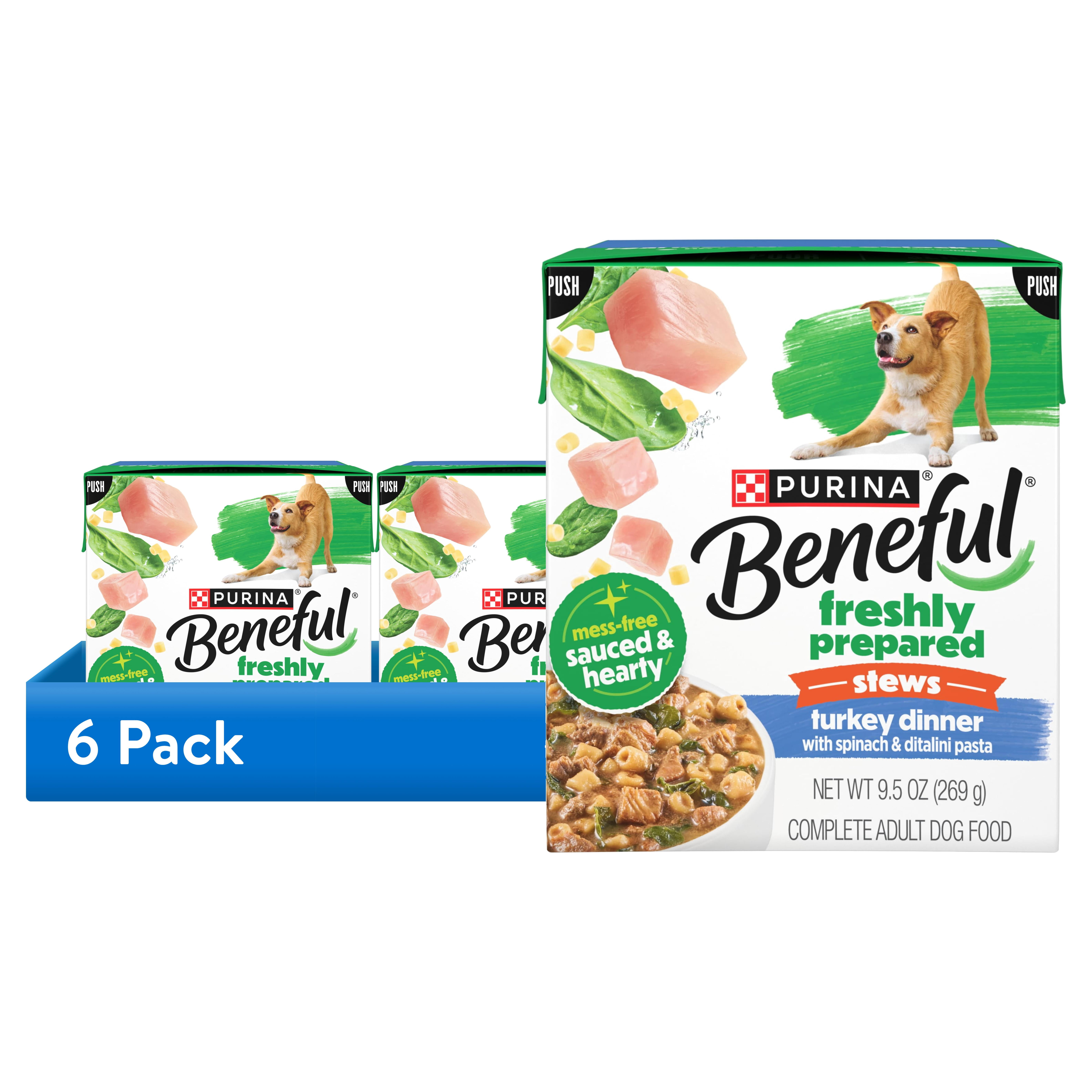 (6 pack) Purina Beneful Freshly Prepared Stews Turkey Dinner Wet Dog Food, 9.5 oz Carton