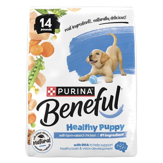 Purina Beneful Healthy Puppy Dog Food with Farm-Raised Chicken, 14 lb Bag