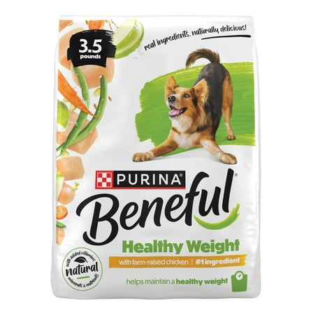 Purina Beneful Healthy Weight with Farm-Raised Chicken Natural Dog Food Dry Formula with Added Vitamins, Minerals and Nutrients, 3.5 lb Bag