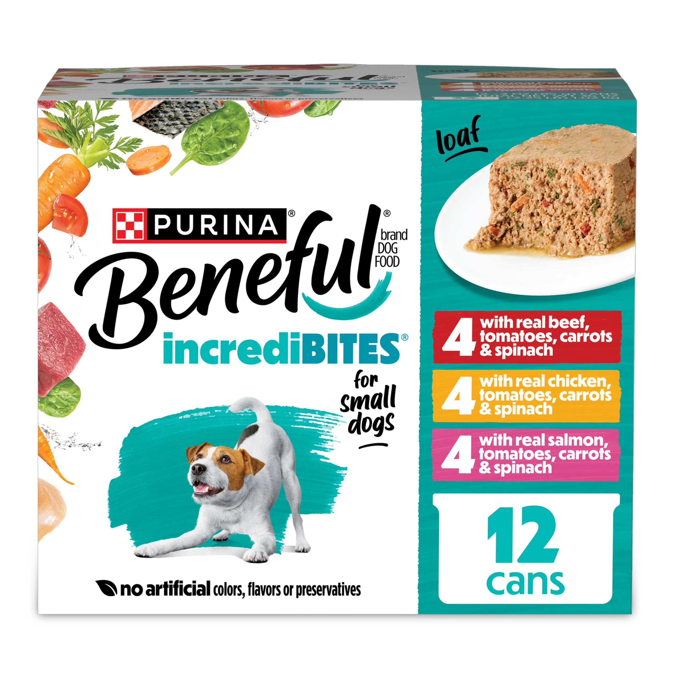 Purina Beneful Small Breed Wet Dog Food Variety Pack, IncrediBites Loaf, Chicken,BeefandSalmonFlavors