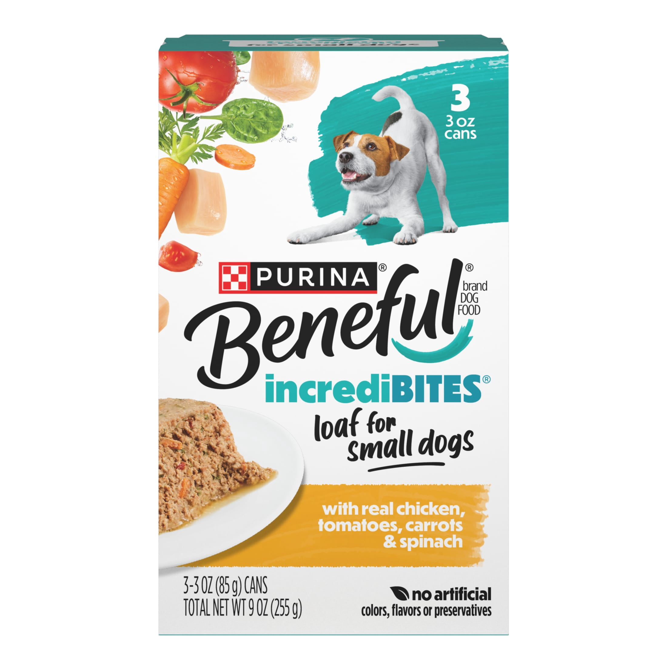 Purina Beneful Small Breed Wet Dog Food, IncrediBites Loaf With Real Chicken Recipe, 3 oz.