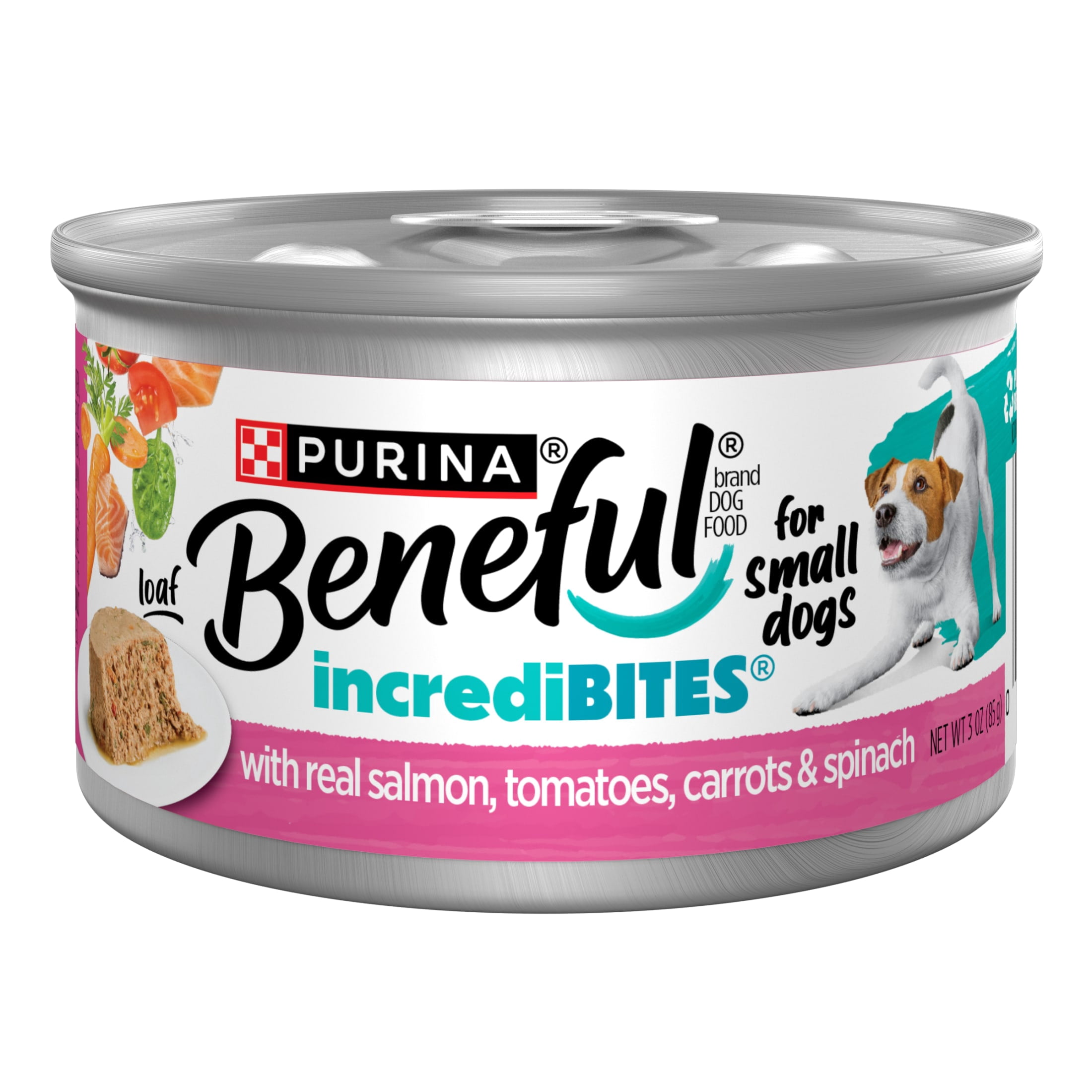 Purina Beneful Small Breed Wet Dog Food, IncrediBites Loaf With Real Salmon Recipe, 3 oz.