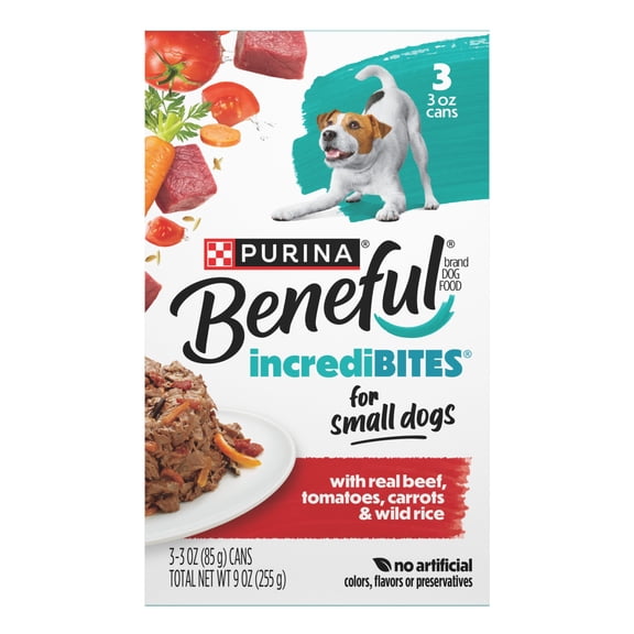 Purina Beneful IncrediBites Small Wet Dog Food Real Beef, Rice & Vegetables, 3 oz Cans