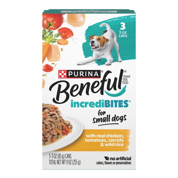 Purina Beneful Small Breed Wet Dog Food in Gravy, IncrediBites with Real Chicken, 3 oz Cans
