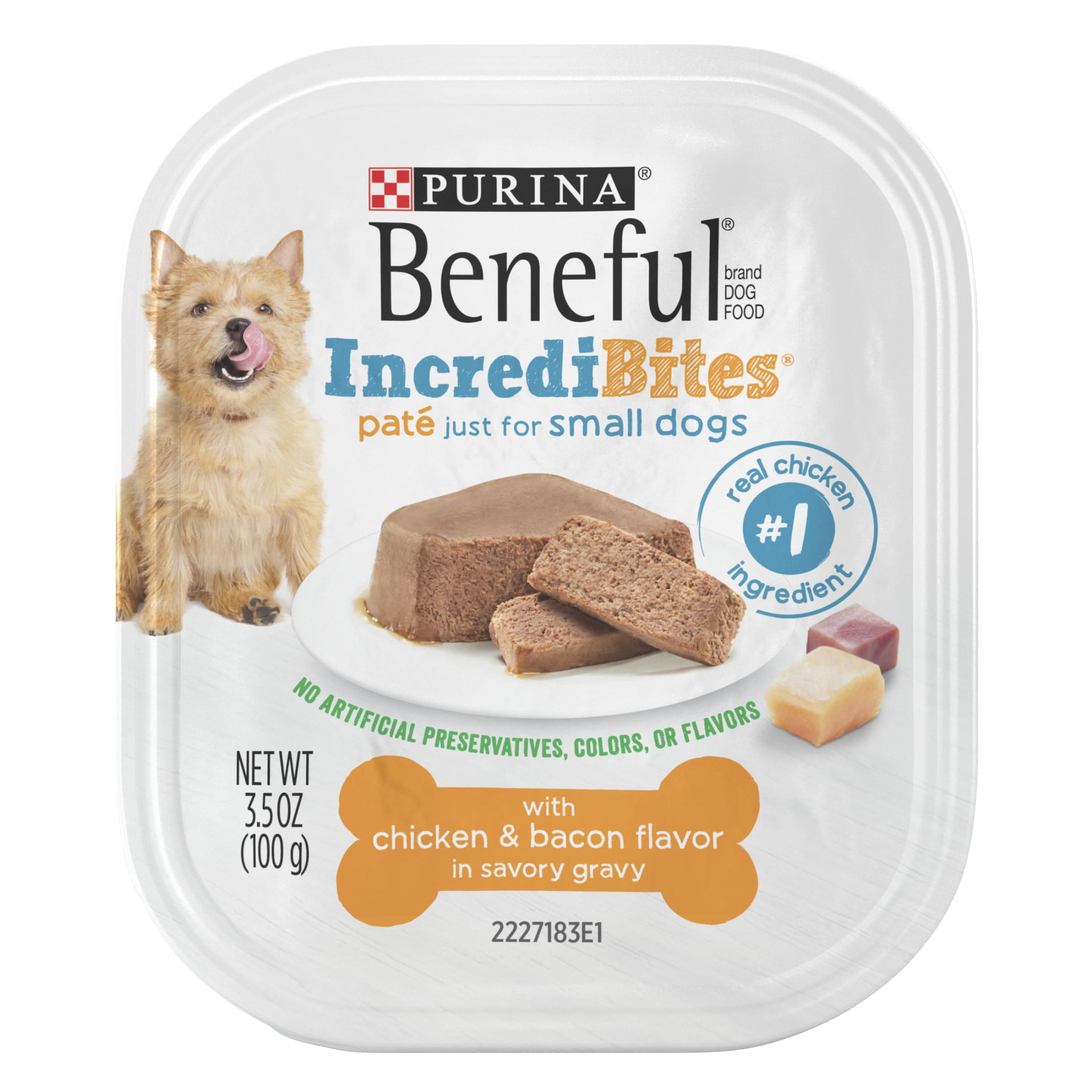 Purina Beneful IncrediBites Small Wet Dog Food Real Soft Chicken & Bacon in Gravy, 3.5 oz Tub