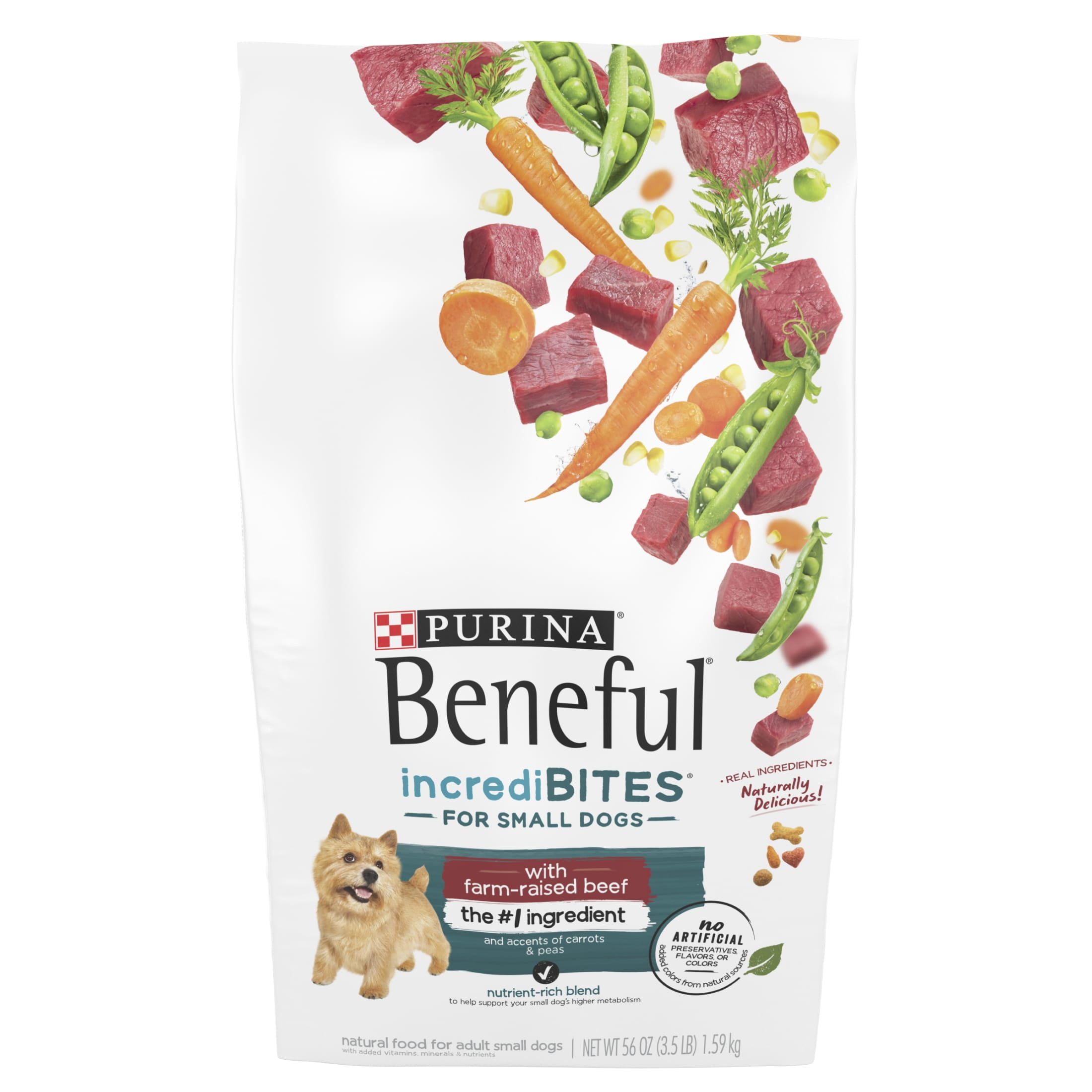 Purina Beneful Incredibites Dry Dog Food for Small Dogs High Protein Farm Raised Beef 3.5 lb Bag