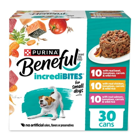 Purina Beneful Small Breed Wet Dog Food Variety Pack, IncrediBites With Real Beef, Chicken and Salmon