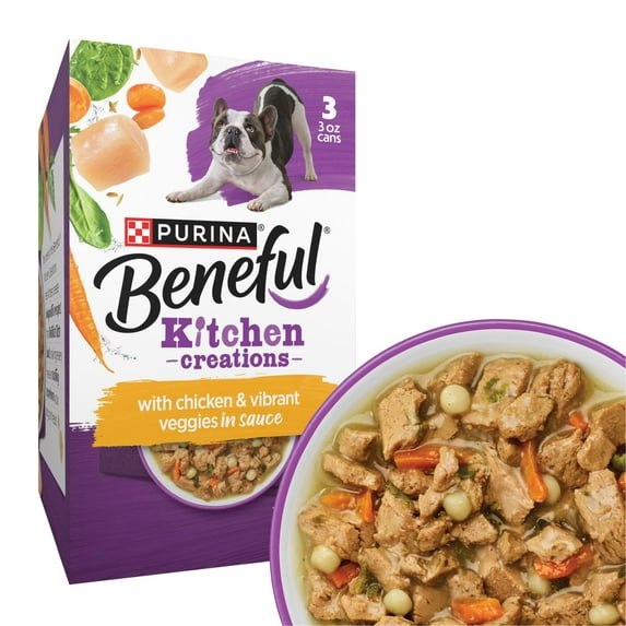 Purina Beneful Kitchen Creations With Chicken and Vibrant Veggies in Sauce Wet Dog Food, 3 oz, 8 Pack