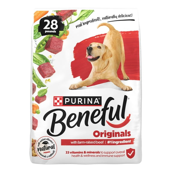 Purina Beneful Originals with Farm-Raised Beef Natural Dry Dog Food Recipe with Added Vitamins, Minerals and Nutrients, 28 lb Bag