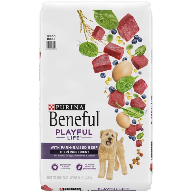 Purina Beneful Playful Life Farm Raised Beef Dry Dog Food, 14 lb Bag