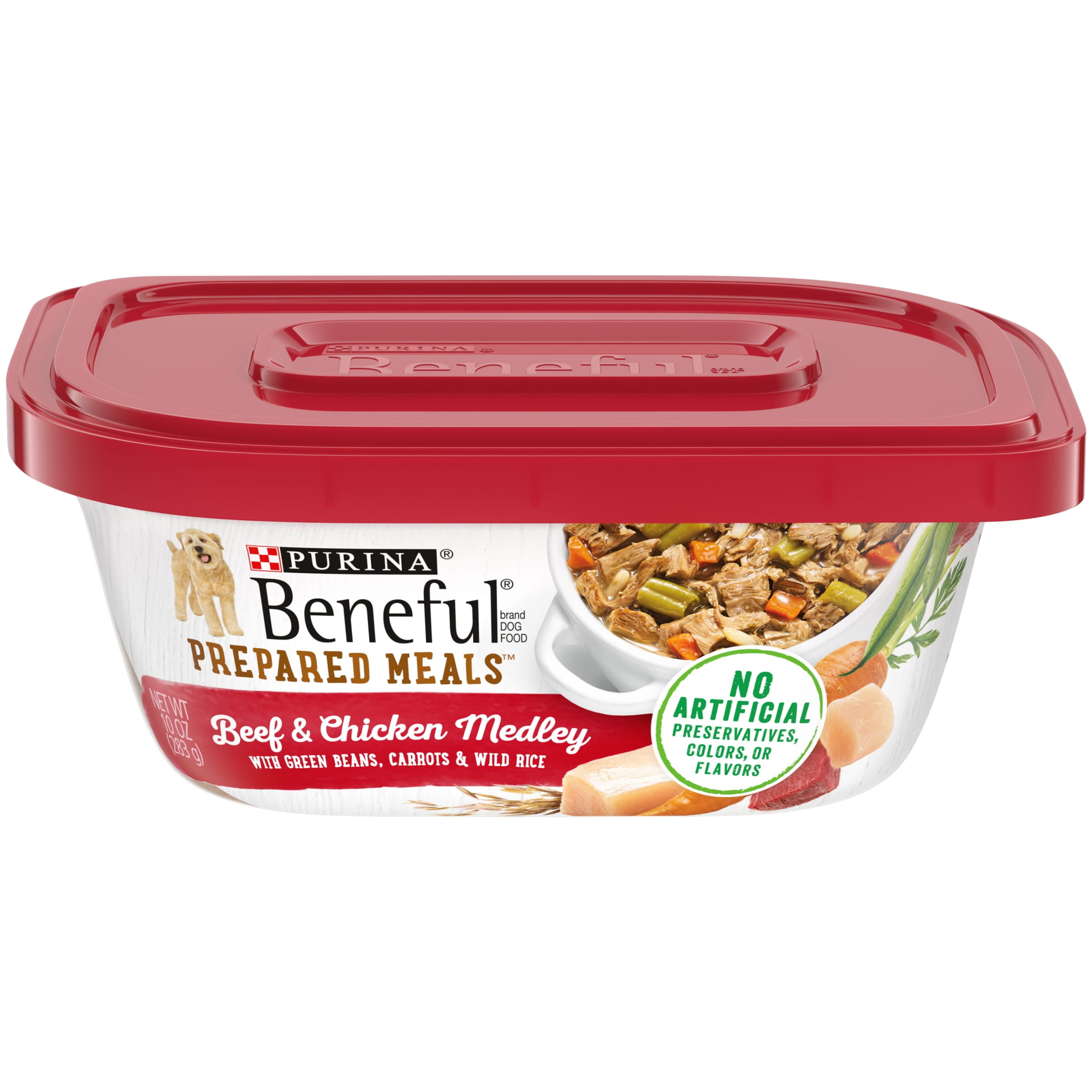 Purina Beneful Prepared Meals Wet Dog Food Beef and Chicken Medley, 10