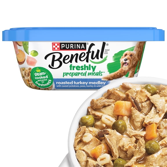 Purina Beneful Dog Food Freshly Prepared Meals Wet Dog Food with Turkey, Sweet Potatoes, and Wild Rice, 10 oz, 8 Pack