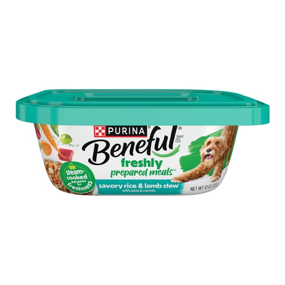 Purina Beneful Freshly Prepared Meals Wet Dog Food, Savory Rice and Lamb Stew with Carrots and Peas, 10 oz.