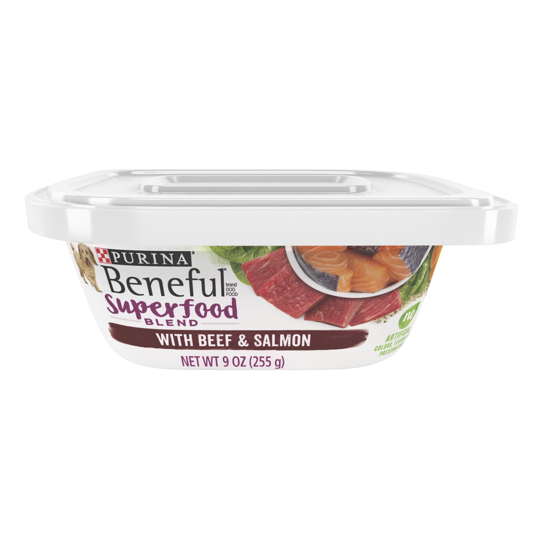 Purina Beneful Superfood Blend Wet Dog Food Beef and Salmon, 9 oz Tubs (8 Pack)