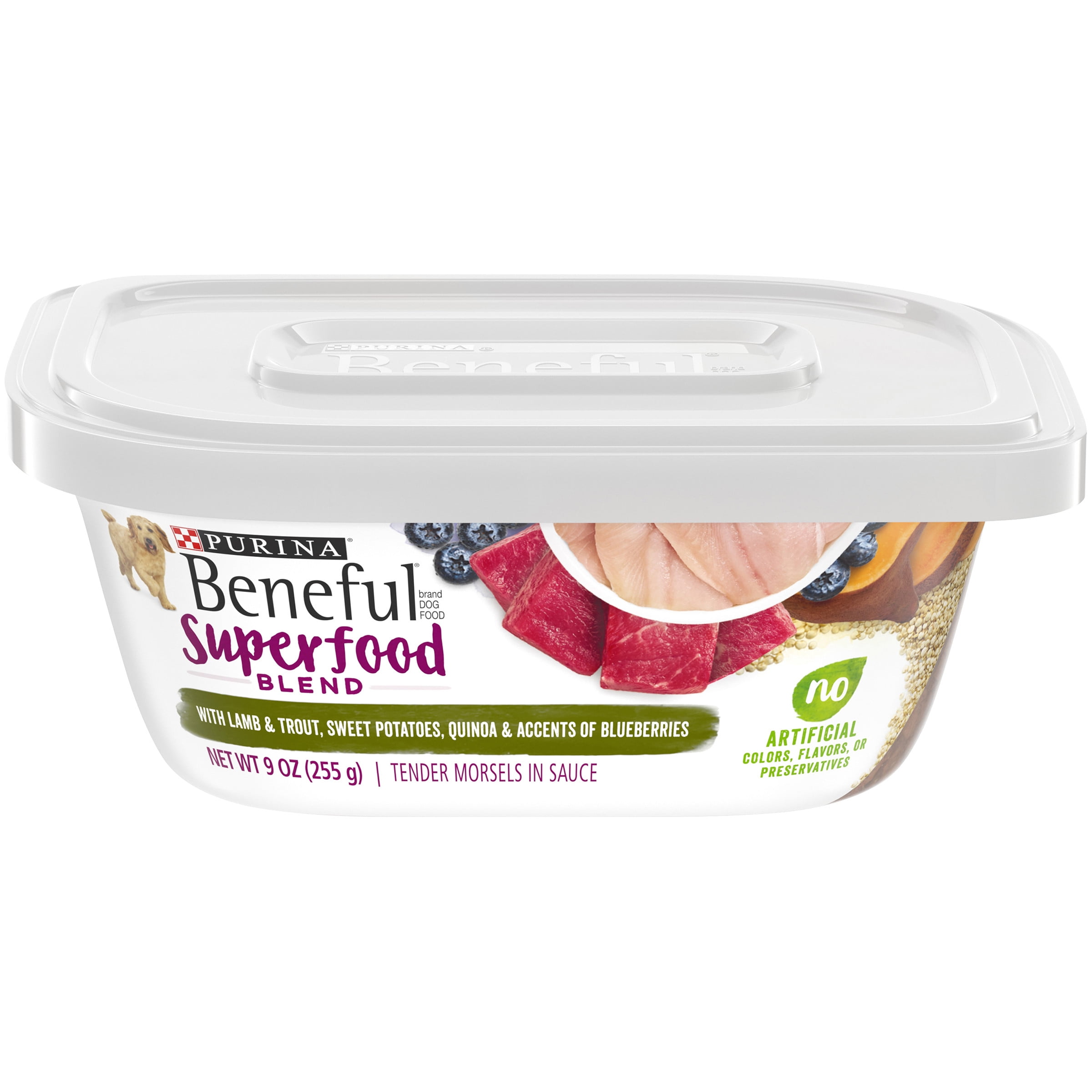Purina Beneful Superfood Blendwid Dog Food Lamb and Trout, 9 oz Tubs (8