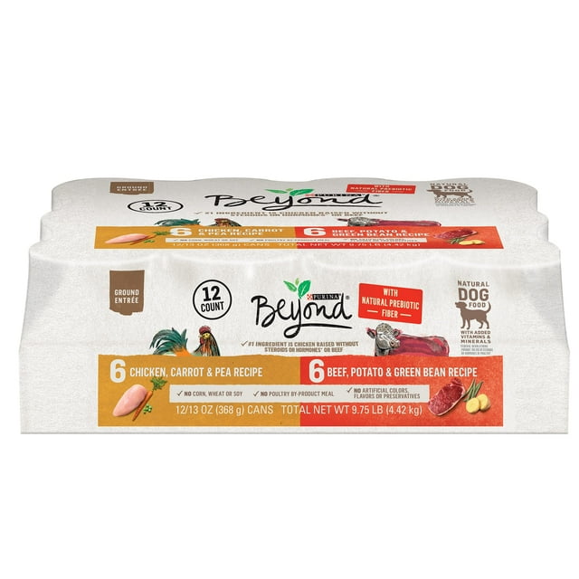 Purina Beyond Chicken, Beef SAF21 and Cod Ground Entree Grain Free Wet Dog Food Variety Pack - (Pack of 12) 13 oz. Cans