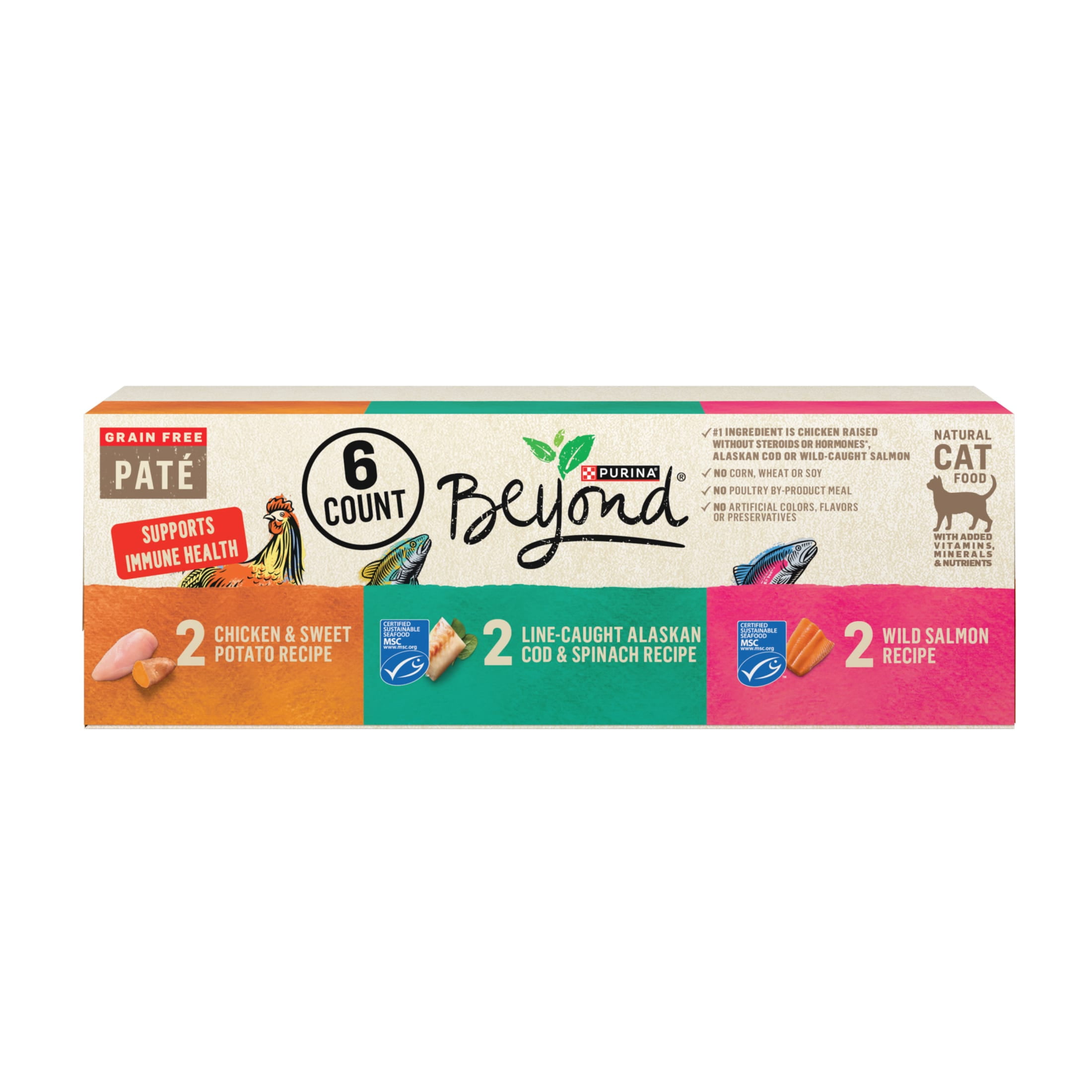 (6 Pack) Purina Beyond Grain Free, Natural Pate Wet Cat Food, Grain Free Pate Variety Pack, 3 oz. Cans