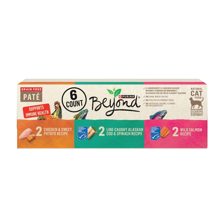 (6 Pack) Purina Beyond Grain Free, Natural Pate Wet Cat Food, Grain Free  Pate Variety Pack, 3 oz. Cans