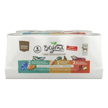 Purina Beyond Ground Entree Wet Dog Food Real Soft Alaskan Cod, Chicken & Beef, 13 oz Cans (6 Pack)