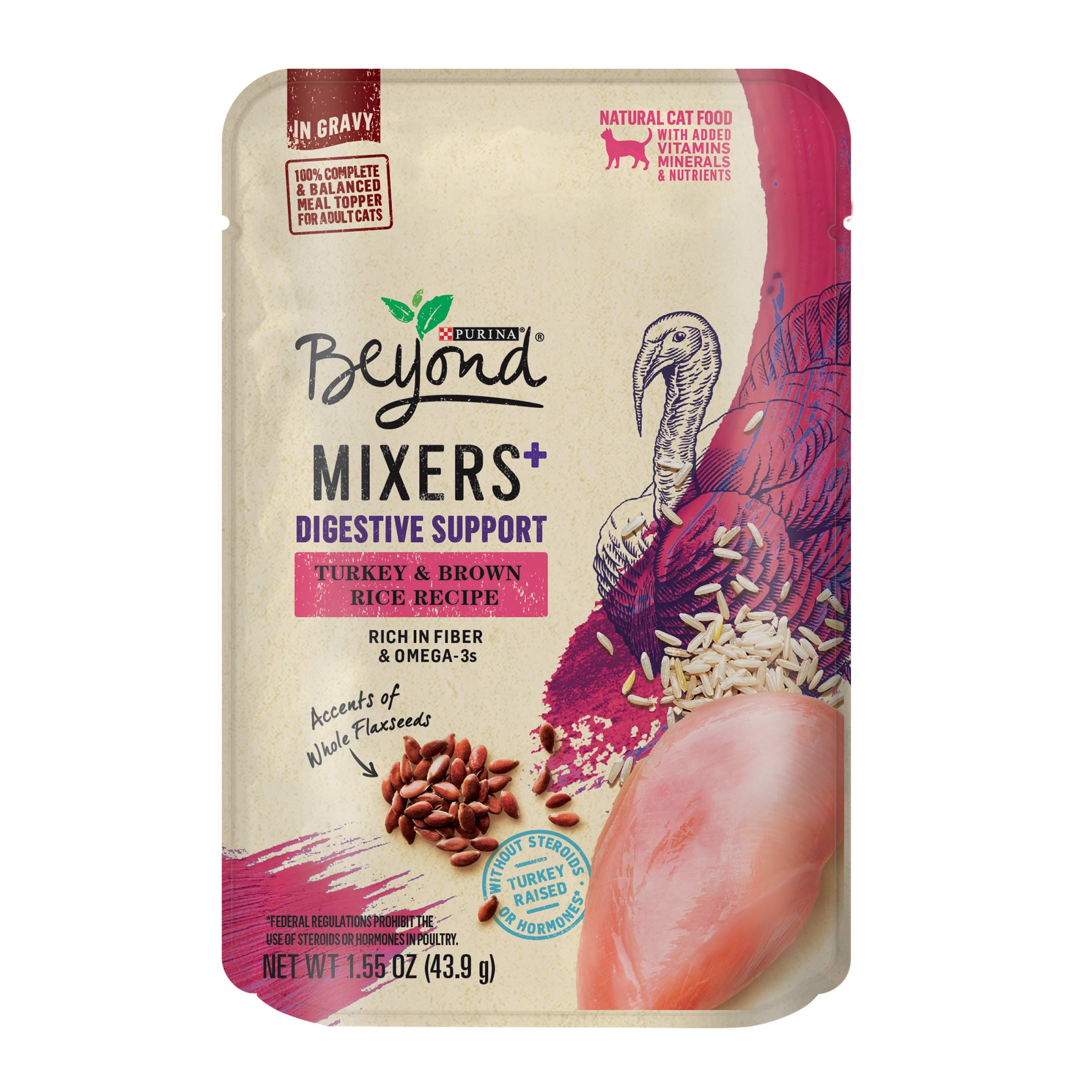 Purina Beyond Mixers Wet Cat Food, Natural Digestive Support Turkey & Brown Rice, 1.55 oz Pouch