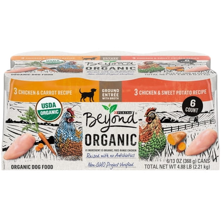 Purina Beyond Organic Wet Dog Food Ground Entree in Broth, Chicken & Vegetables, 13 oz Cans (6 Pack)