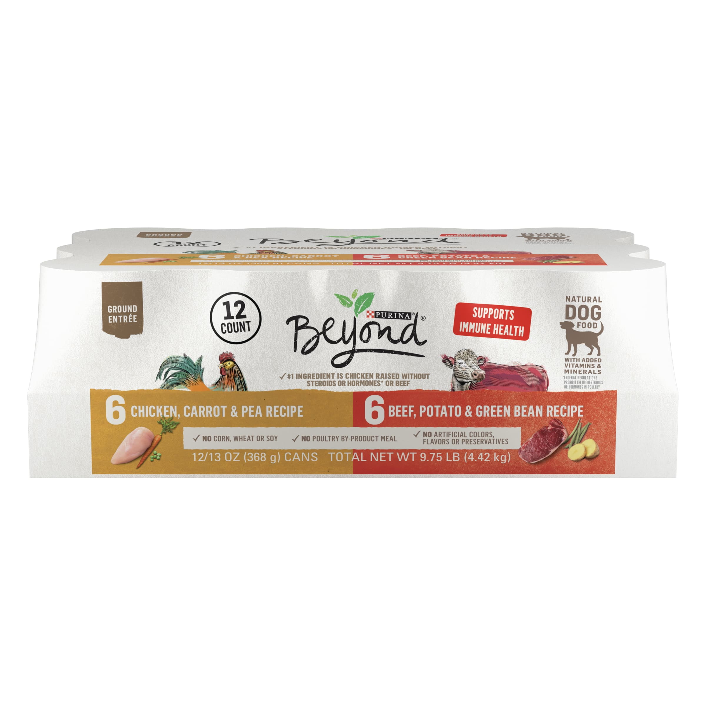Purina Beyond Immune Health Wet Dog Food Ground Entree Chicken Beef Flavors 13 oz Cans 12 Pack Walmart