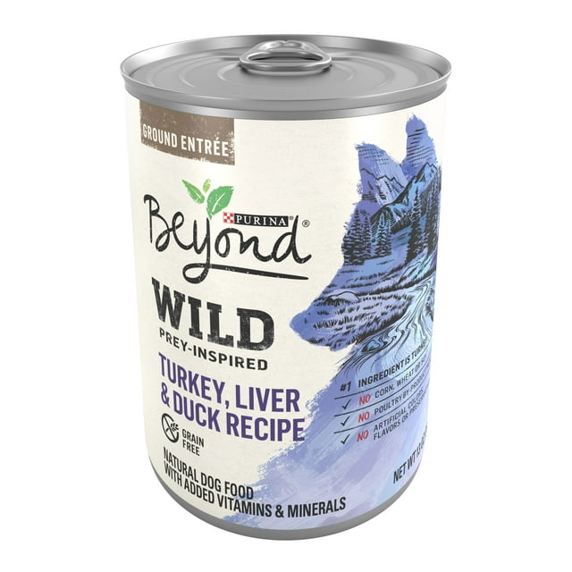 Purina Beyond Wet Dog Food Wild Prey Inspired, Grain Free Turkey, Liver & Duck, 13 oz Cans (12 Pack)